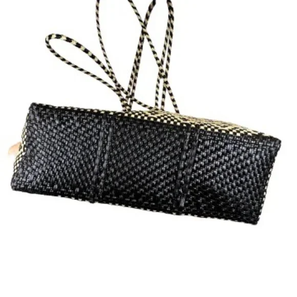 Authentic MacKenzie-Childs Courtyard Tote Medium Black and White Woven - Picture 6 of 9